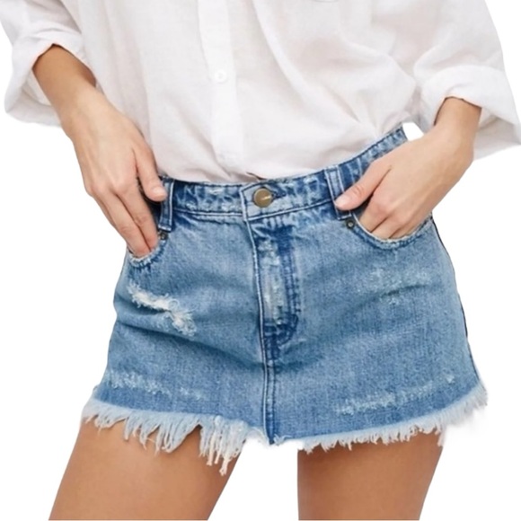 Free People Dresses & Skirts - (SOLD) Free People Cute To Boot Jean Mini Skirt Size 0